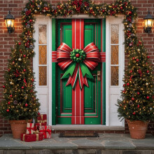 Santa Pattern Christmas Door Curtain 35x71 Inch