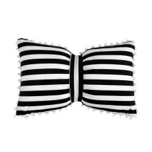 Velvet Polka Dot Lumbar Pillow with Detachable Bow 19.6x13