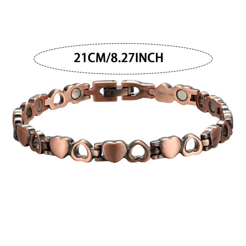 Copper Anklet for Women Heart Design Adjustable Boho Foot 2