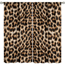 Leopard Print Curtains Brown 42x63 Inch Rod Pocket 2 Panels