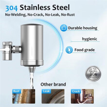 Stainless Steel Tap Water Filter High Efficiency Faucet Mount Filter for Standard Faucets 360 Rotation Reduces Bad Taste