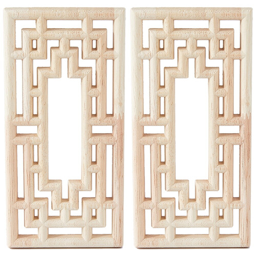 Rubber Hollow Wood Carved Onlay Applique 2PCS