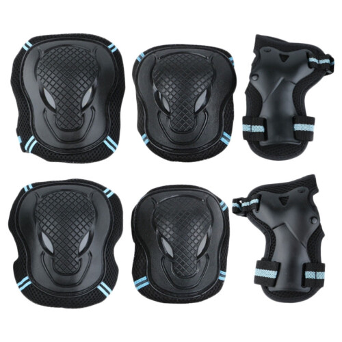 Biking Knee Pads Protective Gear Set Black Blue 2