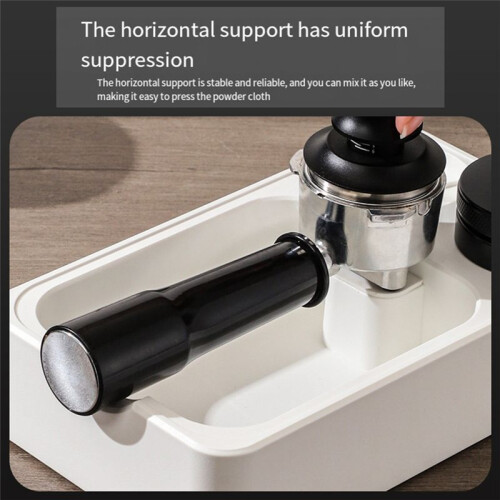 Three-Piece Storage Base Multifunctional Household Coffee Tamper Knocking Box Italian Powder Distributor White 2