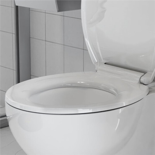 Round White Polypropylene Toilet  Cover with Slow Close Hinge and Easy Installation 1