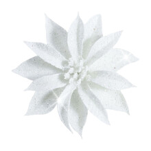 4 inch Glitter Poinsettia Ornament White 1 pack