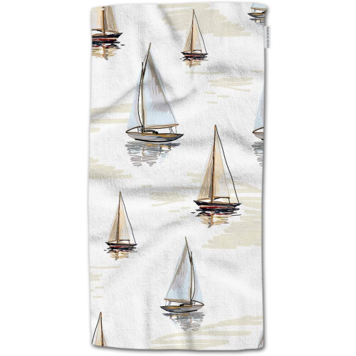 Sailboat Hand Towel Soft Beach Theme 15" x 30"