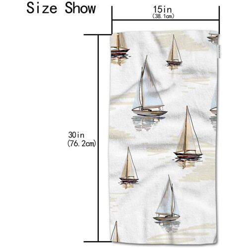 Sailboat Hand Towel Soft Beach Theme 15" x 30" 2