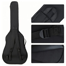 Black Waterproof Oxford Cloth Bass Bag with Double Shoulder Straps Padded Soft Backpack for Audio Accessories Guitar Bag