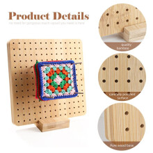 New 7inch Bamboo Wood Yarn Knitting Board Square DIY Crochet Shaping Device with Shaping Yarn Hole Crochet Board