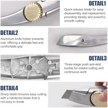 Roofing Knife,4Pack Carpet Knife with Replacement Utility Knife Blades,Roofing Tools with Holder for Carpet Cutter