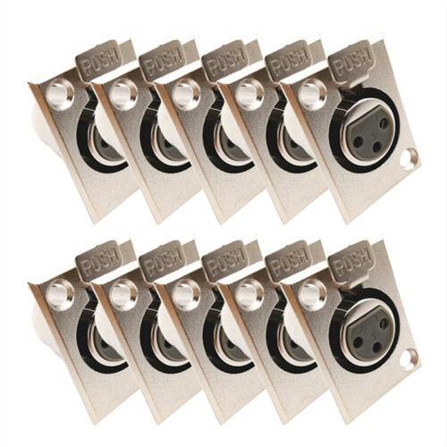 10Pcs 3 Pin Xlr Male Female Connector Panel Mount Jack Socket for Microphone Amplifier Accessories 6Mm Cable Diameter