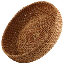5X Handgemachte Herbst Rattan Weben Runde Ablage Korb Obst Schale Rattan Brotkorb für Küche Lebensmittel Picknick Brot Diverse Behaelter