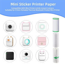 10 Rolls Thermal Paper Self-Adhesive Sticker Paper, for Sticker Receipt Printer Portable Thermal Pocket Printer