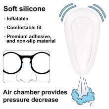 24 Pairs Silicone Nose Pads for Eyeglasses, Non-Slip Adhesive Air Chamber Cushions 15mm/0.6in for Glasses & Sunglasses