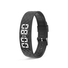 Bracelet LED Digital Clock Band Running Pedometer Monitoring Band Vibration Reminder Black
