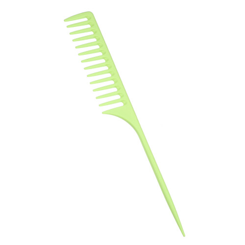 Wide Tooth Rat Tail Comb Plastic Tip Light Green