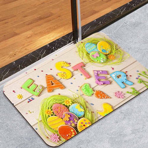 Easter Bunny Egg Decorated Carpet H Cloth 2