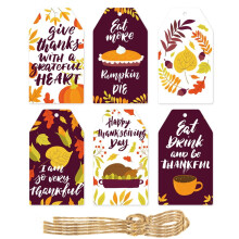 Thanksgiving Paper Tags Fall Pumpkin Maple Leaf Thankful 60