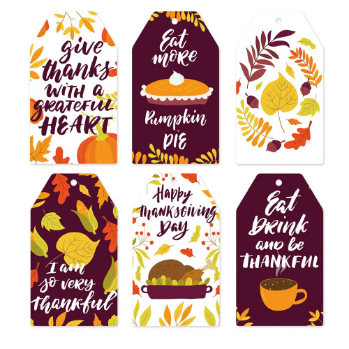 Thanksgiving Paper Tags Fall Pumpkin Maple Leaf Thankful 60 1
