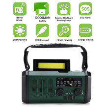 LED Emergency Power Bank Flashlight Reading Lamp 10000mAh Solar Radio Charger Type-C Solar Emergency Radio with Compass