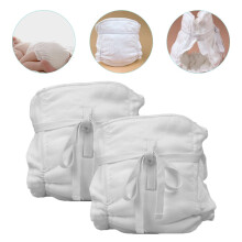 White Cotton Reusable Diapers Comfortable Leak-Proof 2 Pcs