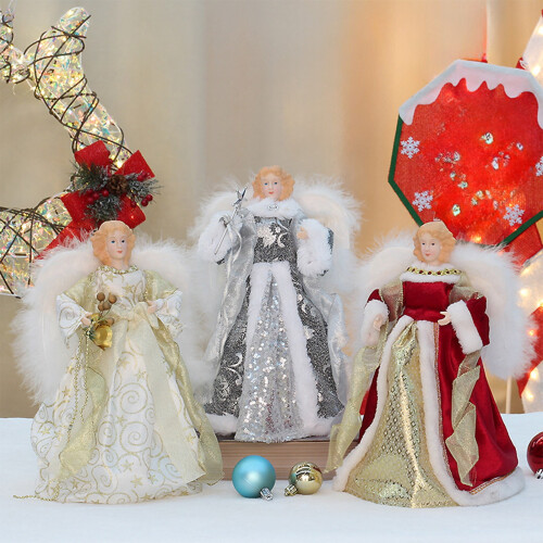 3D Plush Angel Tree Topper 30cm Christmas Decor 1