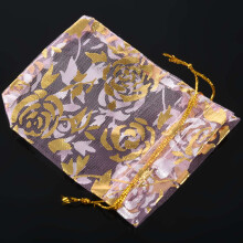 100Pc 7x9cm Rose Organza Drawstring Gift Jewelry Bags Pouches Wedding Xmas Party Gifts Bags