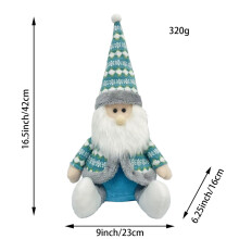 Santa and Snowman Blue Sitting Christmas Figurine 1pc