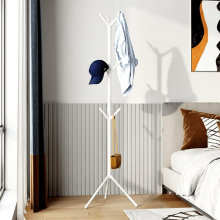 Metal Coat Tree Stand White 68.5 Inch 9 Hooks
