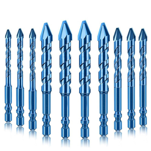 10Pcs Crooked  Eccentric Drill 10-Piece Multi-Purpose Drill Set, Focused  Glass Concrete, for Ceramics, Brick