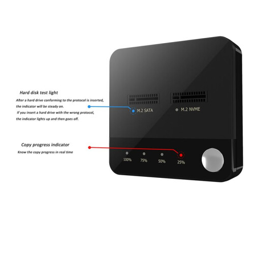 M.2  Duplicator M.2  to Nvme SSD Enclosure External Hard Disk Docking Station with Clone for M2 HDD SSD Reader 2