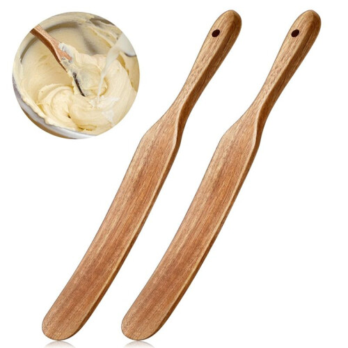 2 Pacote de 13 Polegadas Espátula de Madeira para Cozinhar Sourdough Spurtle de Madeira com Furo para Pendurar para Sourdough Cookware Pot Stir