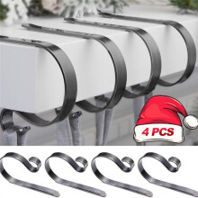 4pcs Christmas Fireplaces Hook Slip Stocking Holder Metal Hooks Home Table Handbag Hanger Decoration