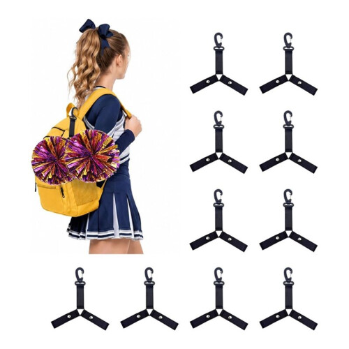 10 Pcs Pom Pom Holder Hanger with Snap Button for Backpack Cheerleader Team Tags Cheer Bag Strap 1