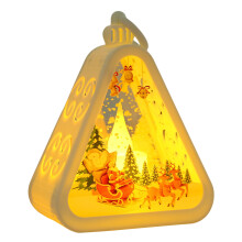 Christmas Triangle Lantern with LED Lights White Elk