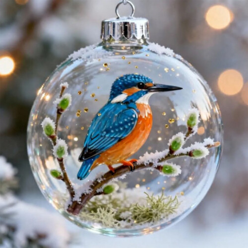 Nature's Birds 3D Crystal Glass Ornaments Set 6pcs