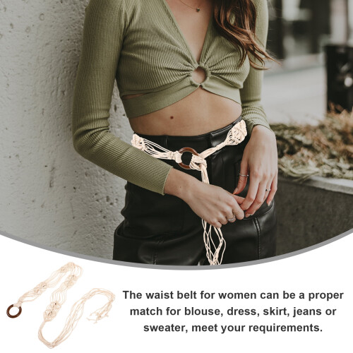 Bohemian Wax Rope Macrame Waist Belt 2