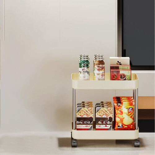 2-Tier Slim Rolling Cart for Kitchen Bathroom Laundry 2