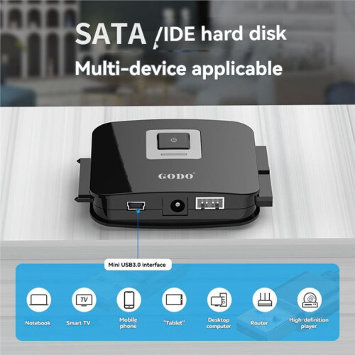 GODO Cabo Adaptador /IDE para USB 3.0 para Disco Rígido IDE de 2,5/3,5 Polegadas, Compatível com HDDs/SSDs IDE e , Plugue Americano.