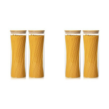 Glass Storage Containers Set of 4 71Oz Tall Spaghetti Jars with Bamboo Lids - Kitchen Food Storage Canisters for Pasta