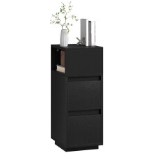 Slim Bedside Table, Narrow Bedside Cabinet with Open Shelf and 2 Drawers for Bedroom, Living Room, Black