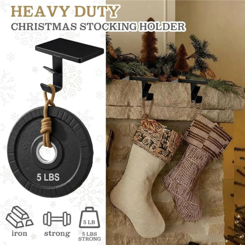 Iron Stocking Hangers Double Hook Wall Mount Strong 5lbs Capacity Firepit Shelf Planner Holiday Rudiments