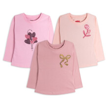 Ariel Girls Regular Fit Full Sleeves Tshirts Set Of 3 (Ar-G-Ftop-P3-910-Boque_1Ros_Gldbow)