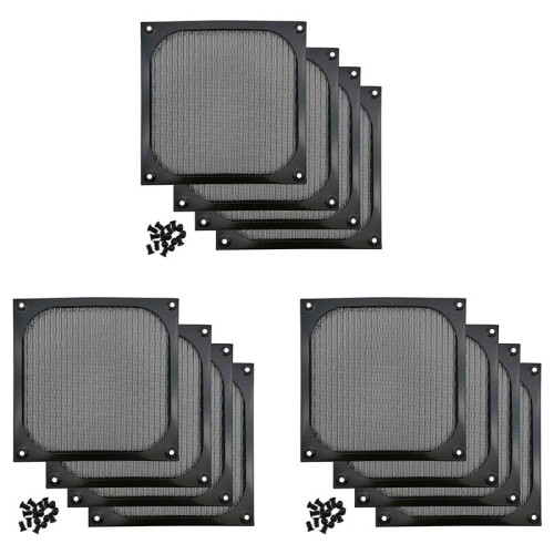 140mm Desktop Computer Case Fan Dust Filter Grills Dustproof Case Cover with Screws, Aluminum Frame Mesh, 12 Pack