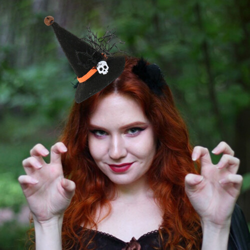 Halloween Witch Headband with Skull and Veil 1