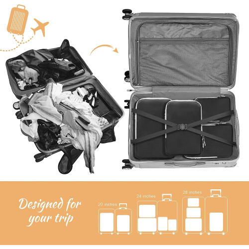 Compression Packing Cubes Black 4-Set Expandable Travel 1