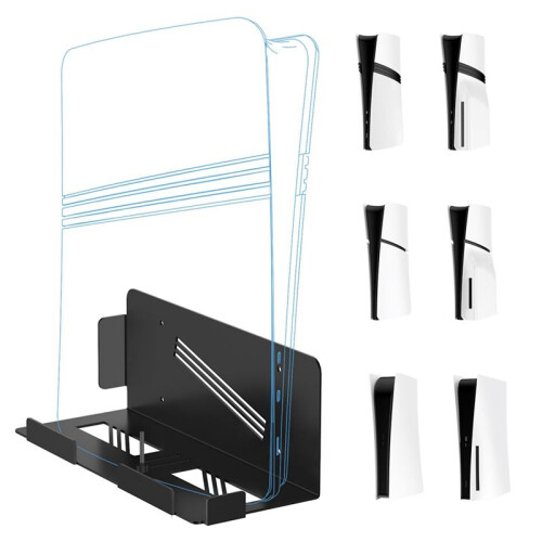 Wall Mount Bracket for PS5 Pro Console Wall Mount Organizer for PS5 Game Console Universal Wall Storage Rack Black 1