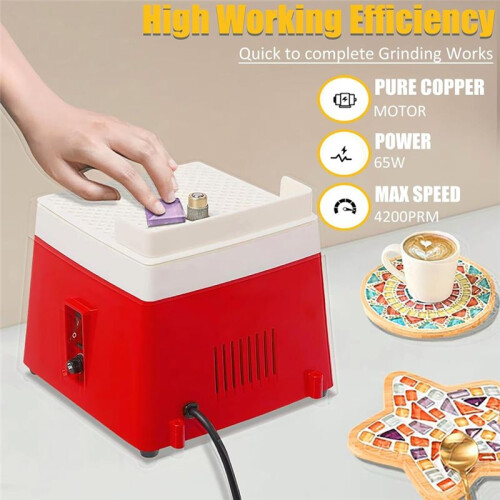 Glass Grinder for Stained Glass, Stained Grinder Tool with 5/8inch Grinder Bits, for Glass Processing Arts US Plug 2