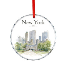 Crystal Glass Christmas Ornament New York City Park Decor